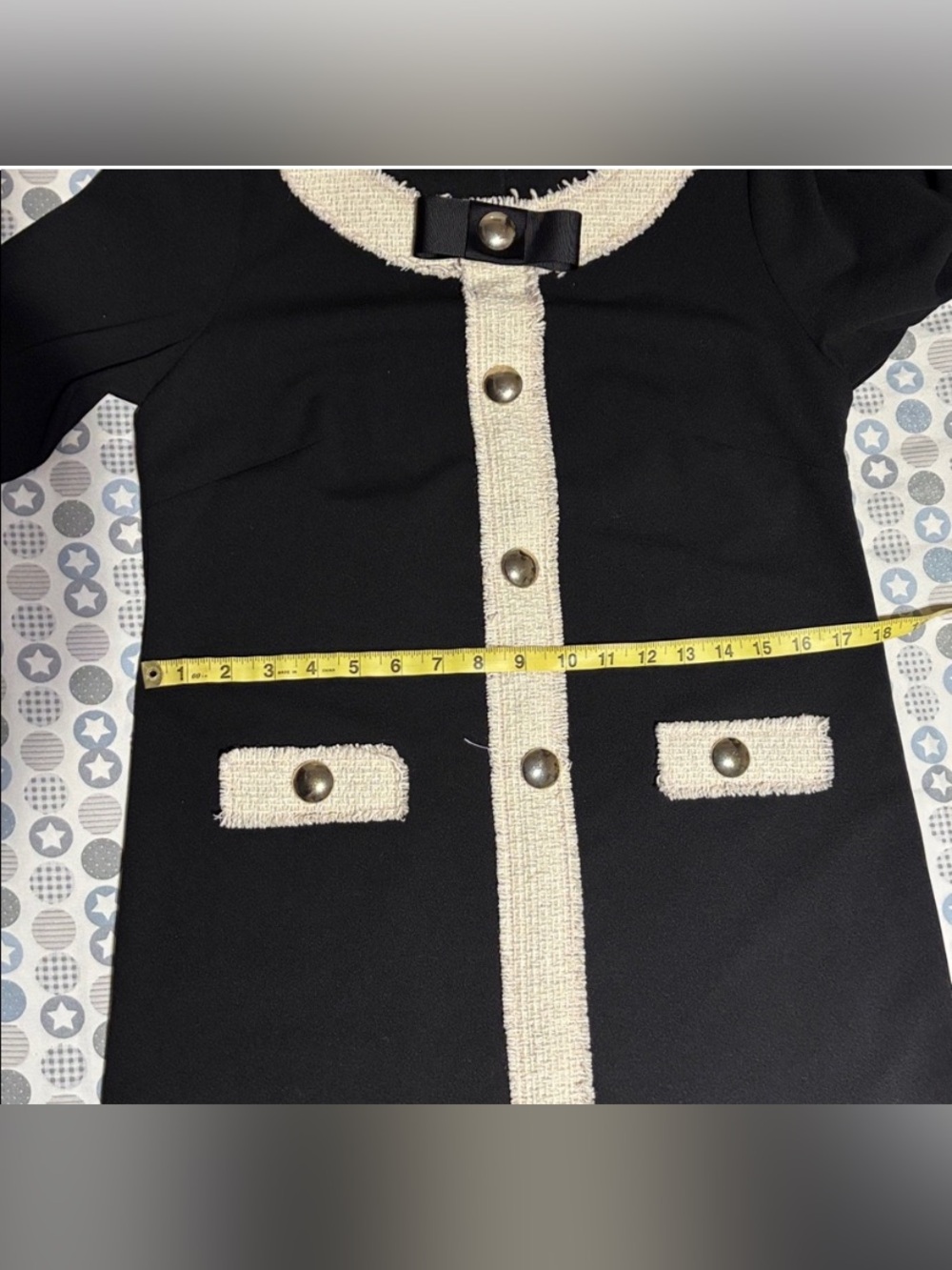 Rinascimento Black Mini Dress with Cream Trim - Picture 8 of 8
